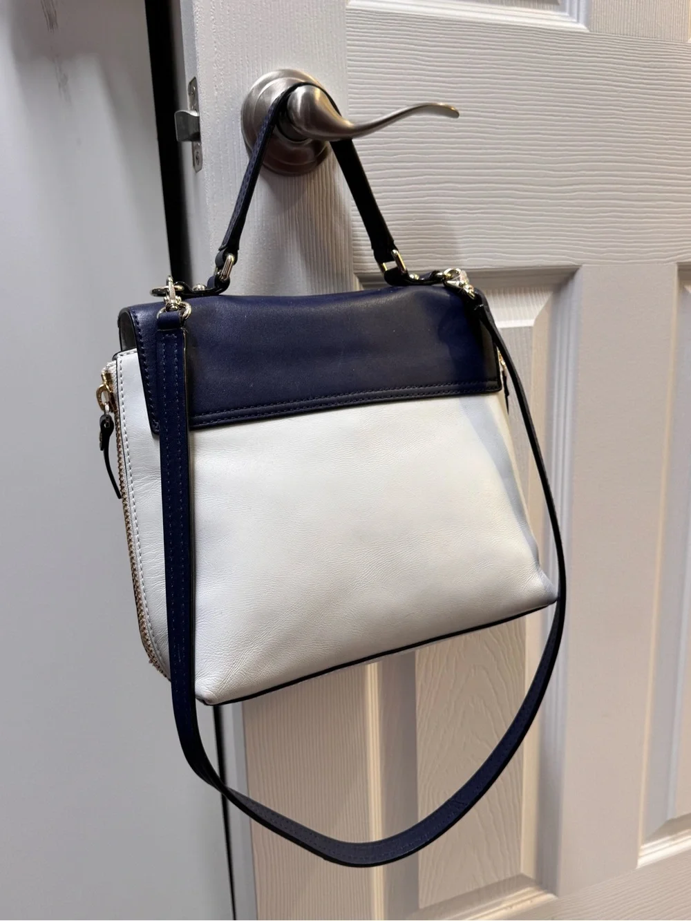 kate spade Navy, White and Gray Top-Handle Satchel